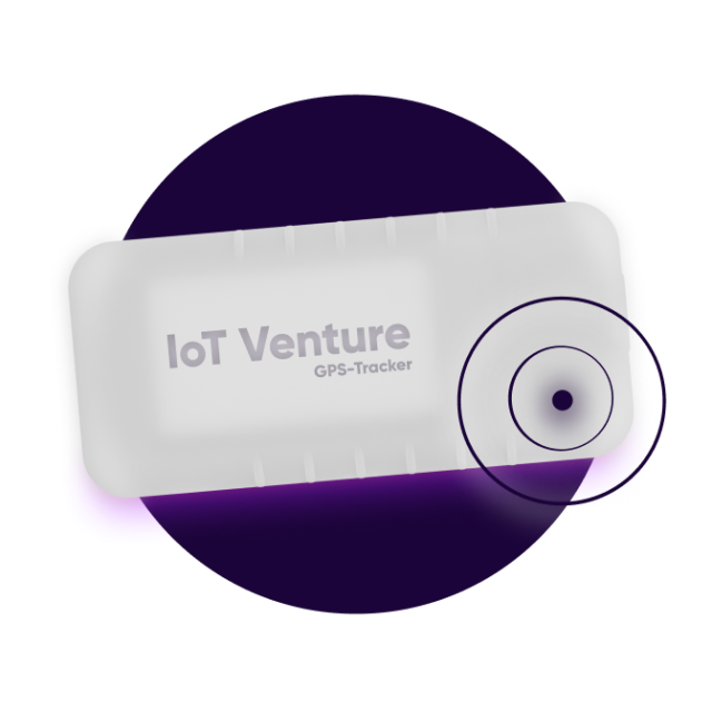 GPS tracker by IoT Venture on a plain background