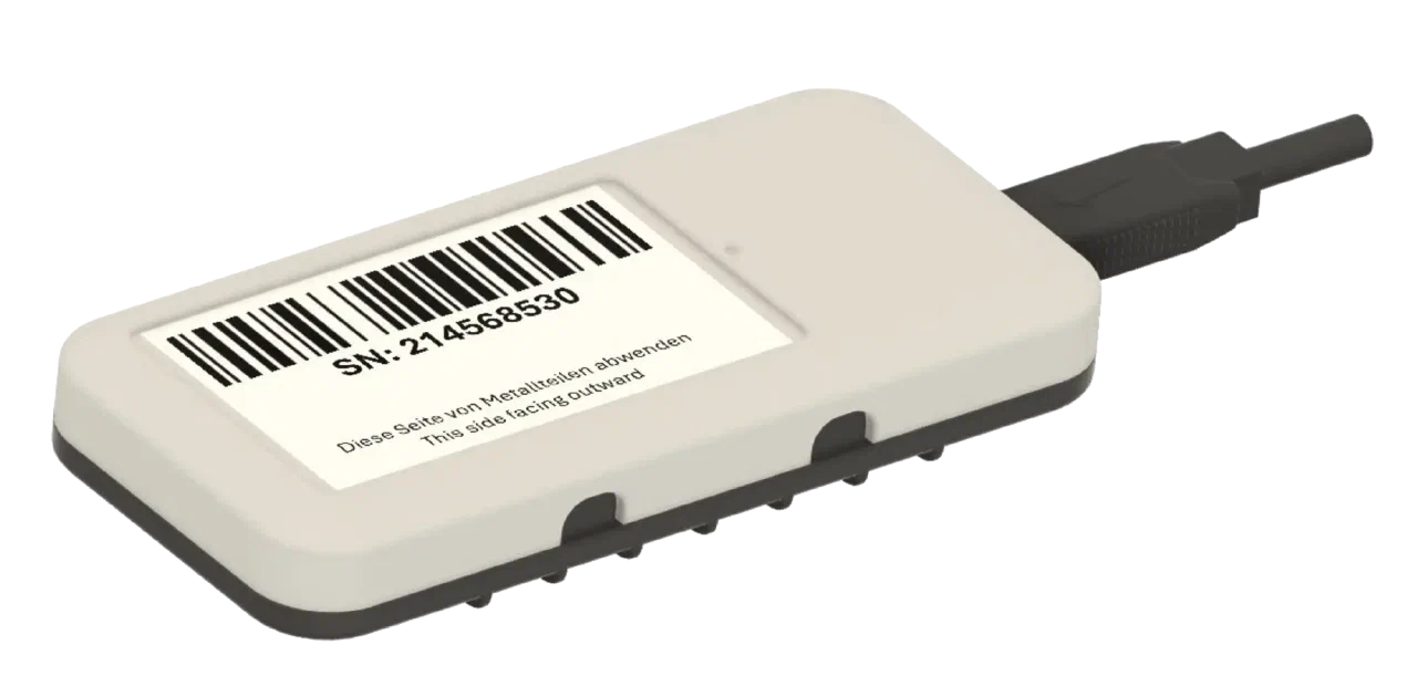 Mobility 3.0 tracker in a hard-shell housing with connecting cable